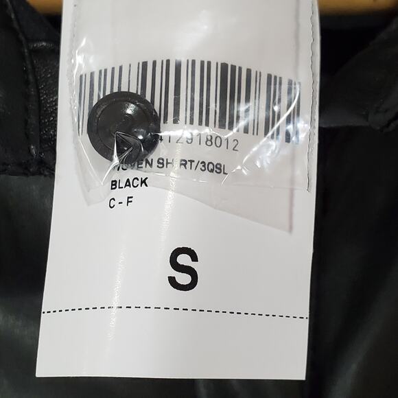 Forever 21 Vegan Leather Woven Blouse Long Sleeve Button Front Small NEW - Picture 5 of 9